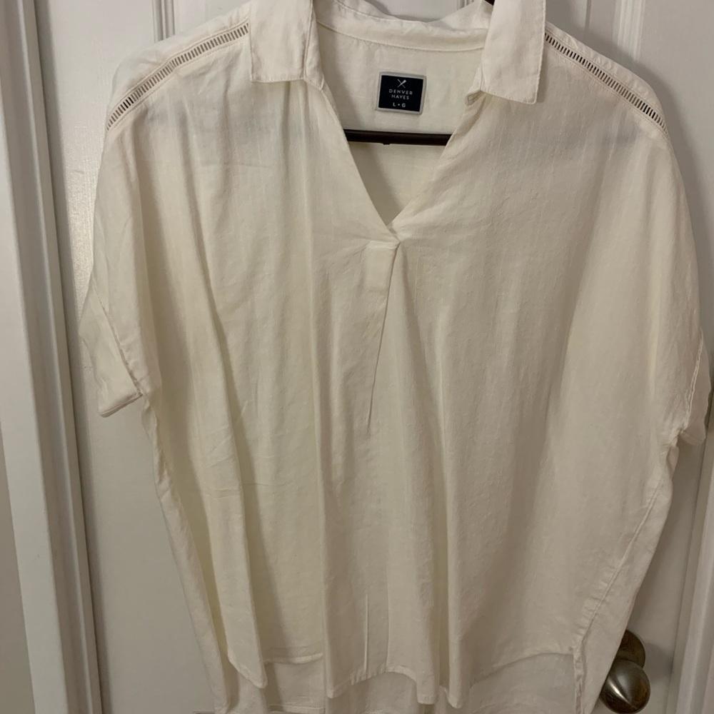 Denver Hayes Cream Casual Shirt with Short Sleeves
